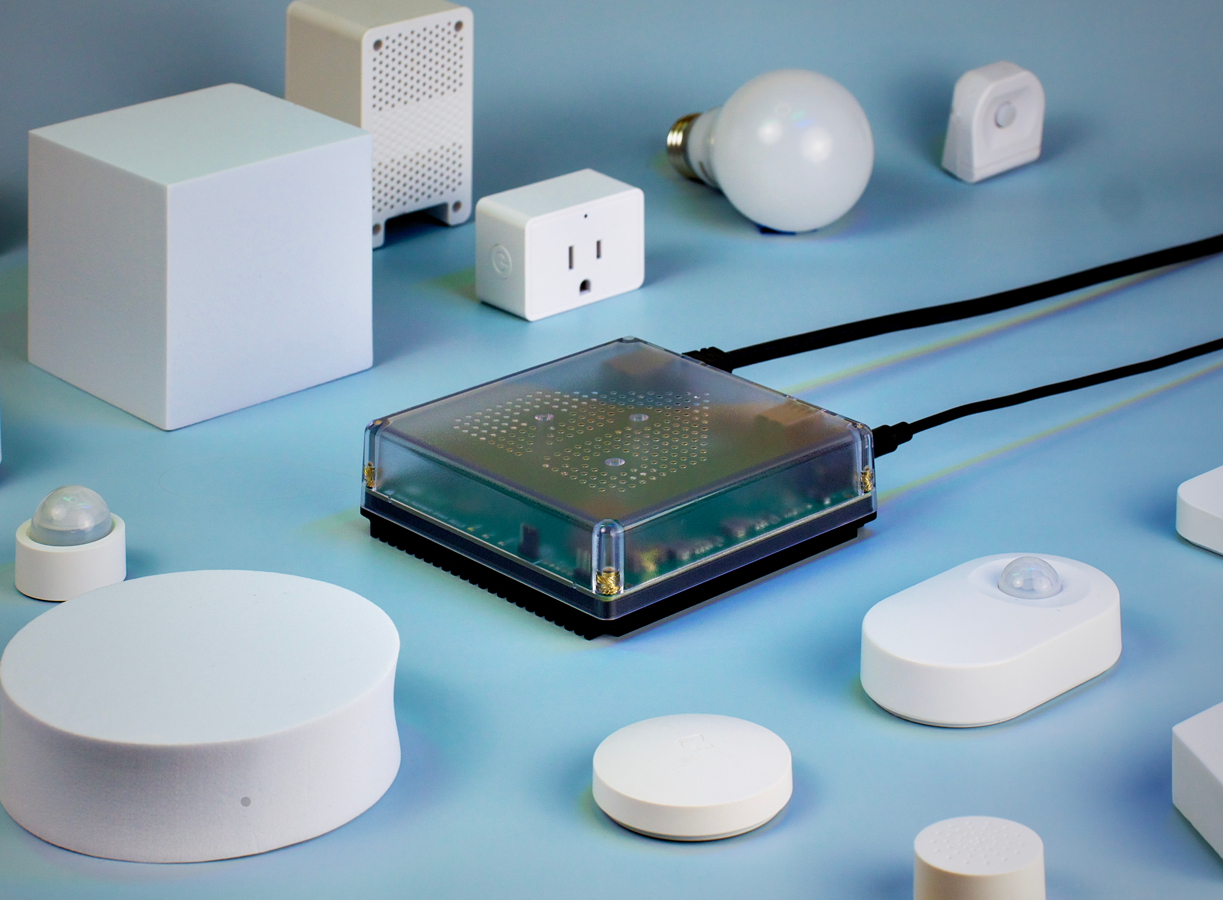 Image of Green device amidst IoT devices